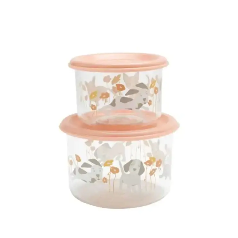 Sugarbooger Good Lunch Snack Containers - set of 2 - Puppies & Poppies