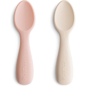 Mushie Toddler Starter Spoons (2-Pack) - Blush/Shifting Sand