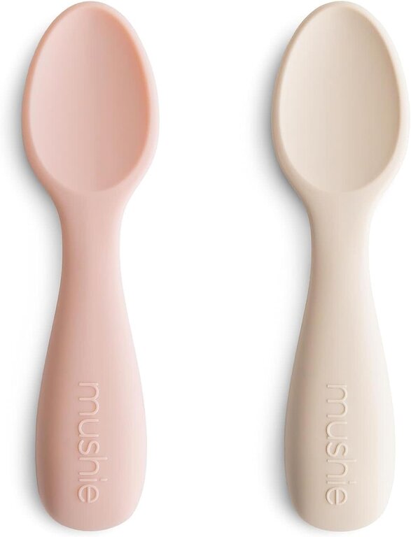 Mushie Toddler Starter Spoons (2-Pack) - Blush/Shifting Sand