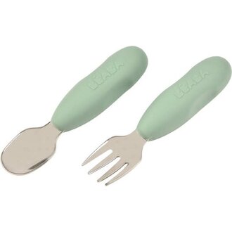 Béaba Roestvrijstalen bestekset van 2 - Sage Green