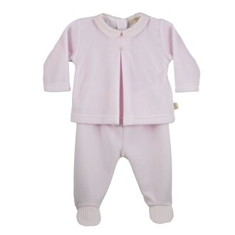 BabyGi 2 Pc. Pink Velour Set with Stripes