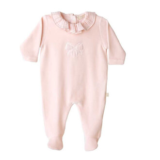 BabyGi Peach Babygrow with Bow and Frilly Collar