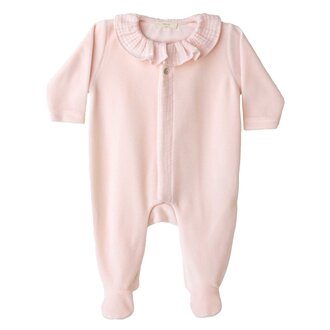 BabyGi Peach Babygrow with Front Row Buttons and Frilly Collar - 1 Maand
