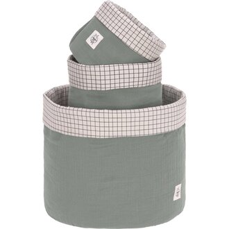 Lässig Storage Basket Set (3 Pcs) - Muslin Green