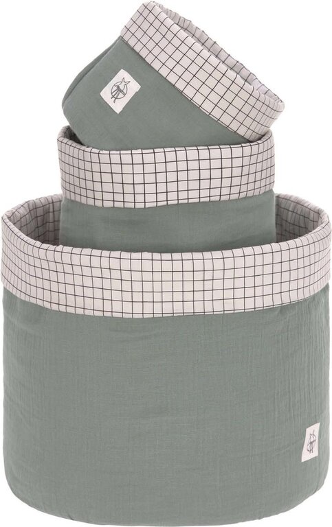 Lässig Storage Basket Set (3 Pcs) - Muslin Green