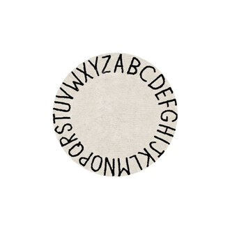 Lorena Canals Washable Rug Round ABC - Natural/Black - ø 150 cm