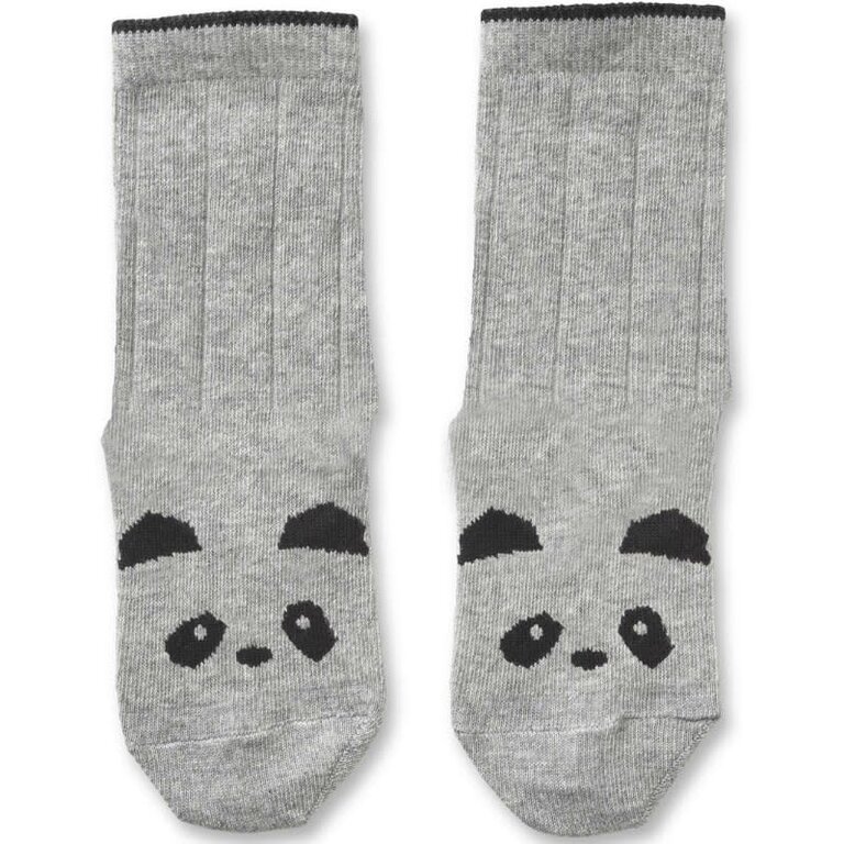 Liewood Silas Cotton Socks - Panda Grey Melange - Maat 19/21