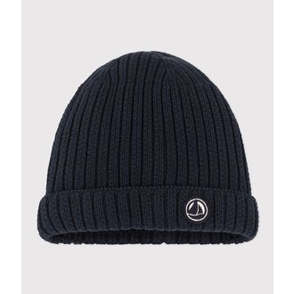 Petit Bateau Met fleece gevoerde gebreide babymuts - smoking