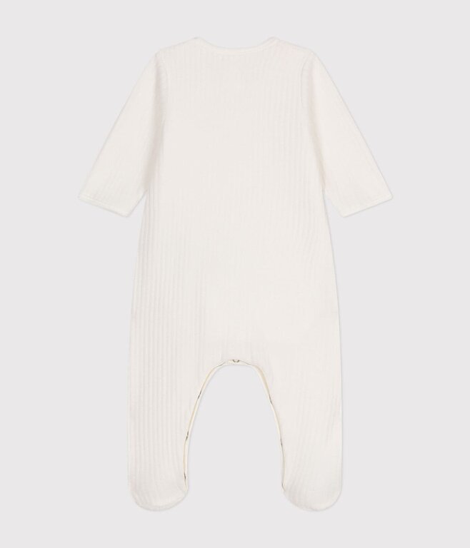 Petit Bateau Uniseks bodyjama van velours - marshmallow