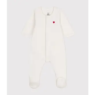 Petit Bateau Uniseks bodyjama van velours - marshmallow