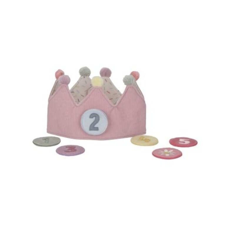 Little Dutch Verjaardagskroon van stof met cijfers roze