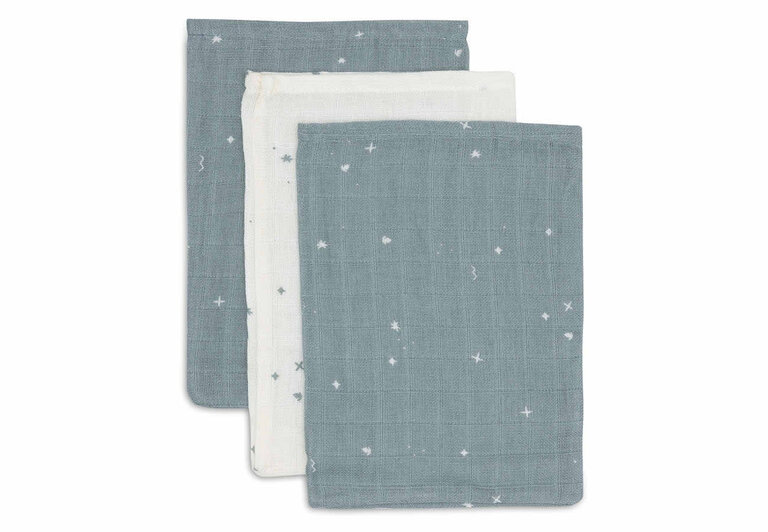 Jollein Hydrofiel Washandje 15x20cm - Twinkling Sea Green - 3 Stuks