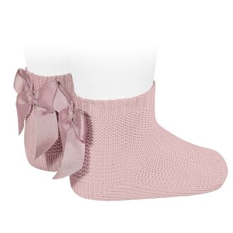 Condor Garter Stitch Socks with Bow - Rosa Palo - 18/24 Maand