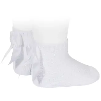 Condor Garter Stitch Socks with Bow - Blanco - 18/24 Maand