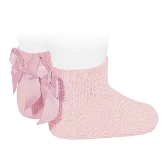 Condor Garter Stitch Socks with Bow - Rosa