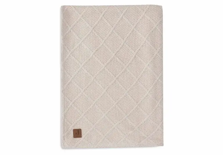 Jollein Deken Wieg 75x100cm Check Knit - Oatmeal/Teddy Fleece