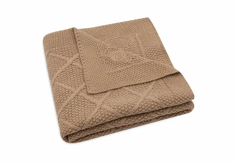 Jollein Deken Wieg 75x100cm Check Knit - Biscuit