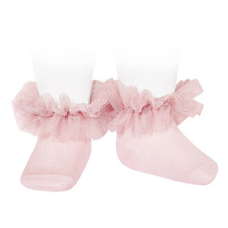 Condor Frill Tulle Ankle Socks - Rosa - 12/24 Maand