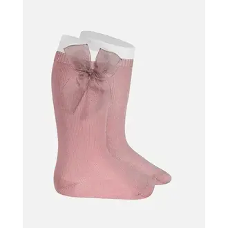 Condor Knee-High Socks Tulle Bow - Rosa Palo - 6/12 Maand