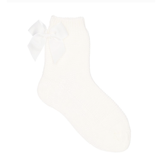 Condor Garter Stitch Socks with Bow - Nata - 18/24 Maand