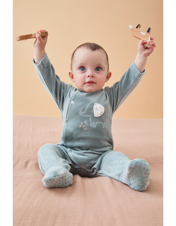 Noukie's Corduroy fluwelen pyjama olifant - aqua