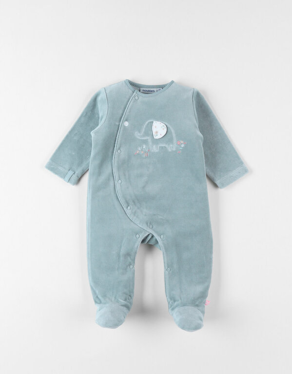 Noukie's Corduroy fluwelen pyjama olifant - aqua
