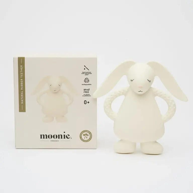 Moonie Natural Rubber Teether Bunny Cream