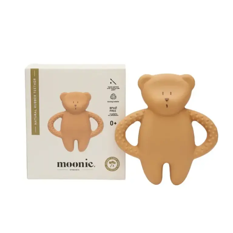 Moonie Natural Rubber Teether Bear Cappuccino