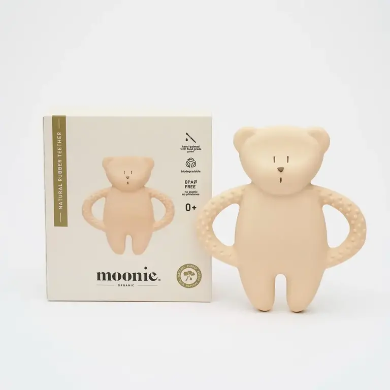Moonie Natural Rubber Teether Bear Sand