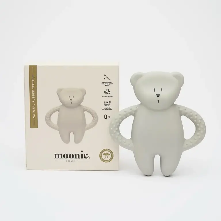 Moonie Natural Rubber Teether Bear Gray
