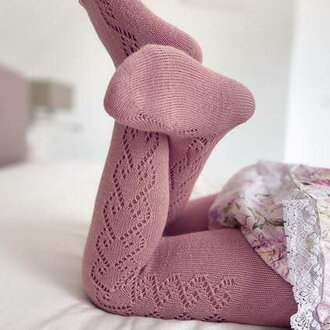 Condor Wool Openwork Tights - Rosa Palo