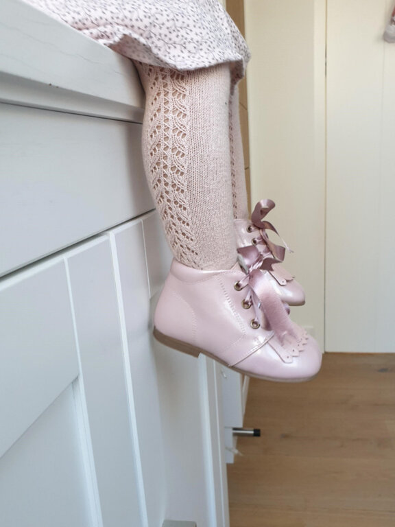 Condor Side Openwork Warm Tights - Rosa - 0/3 Maand