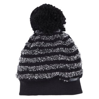 Gymp Muts met Pompon Zwart/Grijs - 43 cm