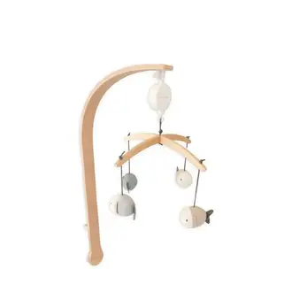 Bamboom Houten draaimolen met gebreid Bamboe speelgoed vis - Fish Blue