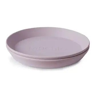 Mushie Round Dinnerware Plates, Set of 2 - Soft Lilac