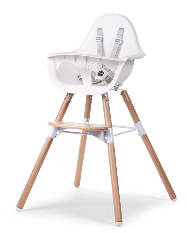 Childhome Evolu 2 Kinderstoel Naturel / Wit 2 In 1 + Beugel