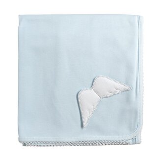 BabyGi Blue Cotton Muslin Blanket Angel - Silver Detail - 65 x 65 cm