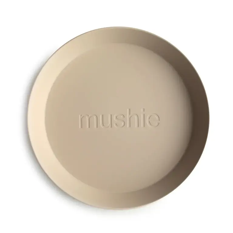 Mushie Round Dinnerware Plates, Set of 2 - Vanilla