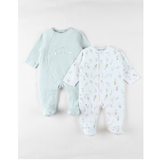 Noukie's Set van 2 Baby Pyjamas Fluweel - Pretty Flowers
