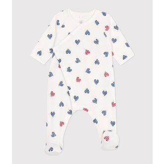 Petit Bateau Katoenen Babypyjama met gestreept hartje - marshmallow/multico