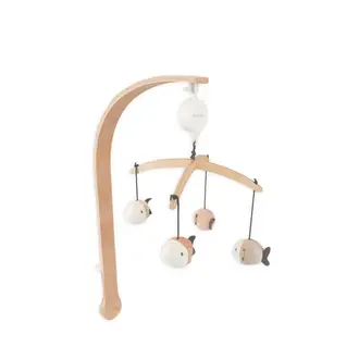 Bamboom Houten draaimolen met gebreid Bamboe speelgoed vis - Fish Pink