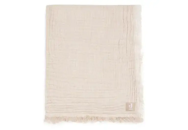 Jollein Deken Wieg 75x100cm Fringe Stripe - Biscuit/Ivory