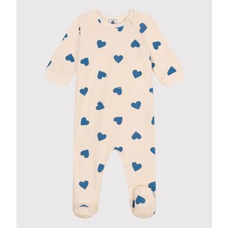 Petit Bateau Babypyjama van geruwde fleece met hartjesprint