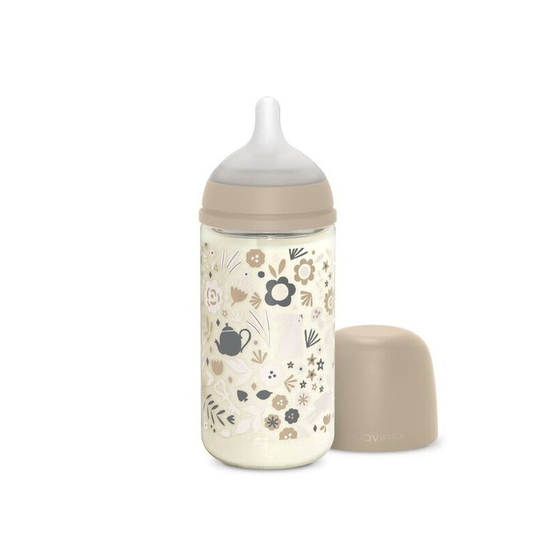 Suavinex Wonderland - Glazen Fles 240ML - Speen SXPro M - Beige