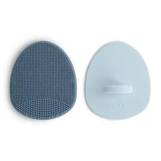 Mushie Cradle Cap Brush - 2-Pack- Tradewinds/Periwinkle