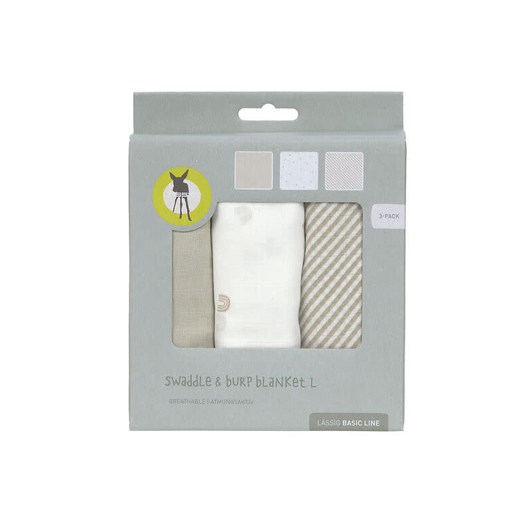 Lässig Swaddle & Burp Blanket L 3 Pcs Rainbow
