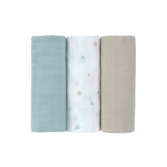 Lässig Swaddle & Burp Blanket l 3 Pcs Floral