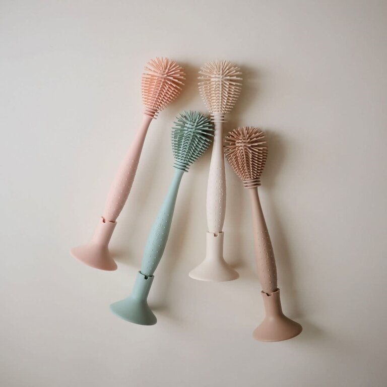 Mushie Silicone Baby Bottle Brush - Natural