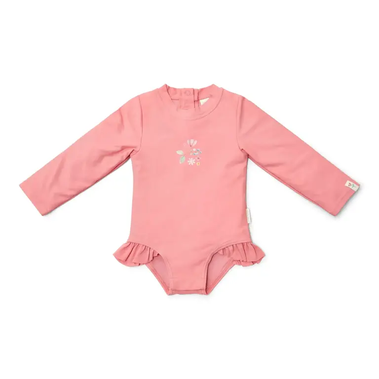 Little Dutch Badpak lange mouw - Roze - Sunny Flowers