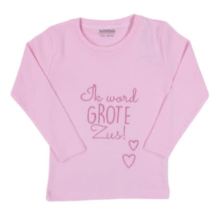 Petit Villain Shirt- Grote Zus - Roze 86/92